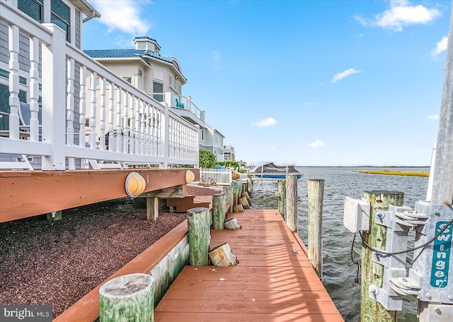 view of dock featuring a water view