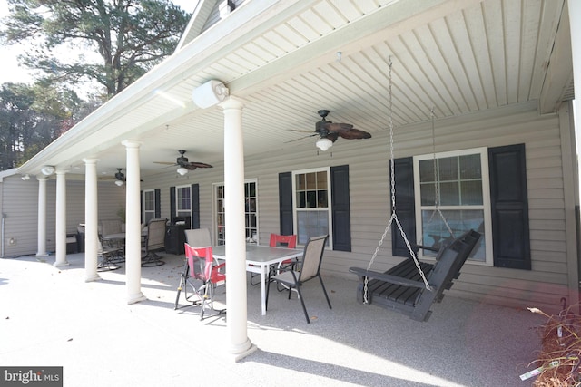 view of patio with ceiling fan