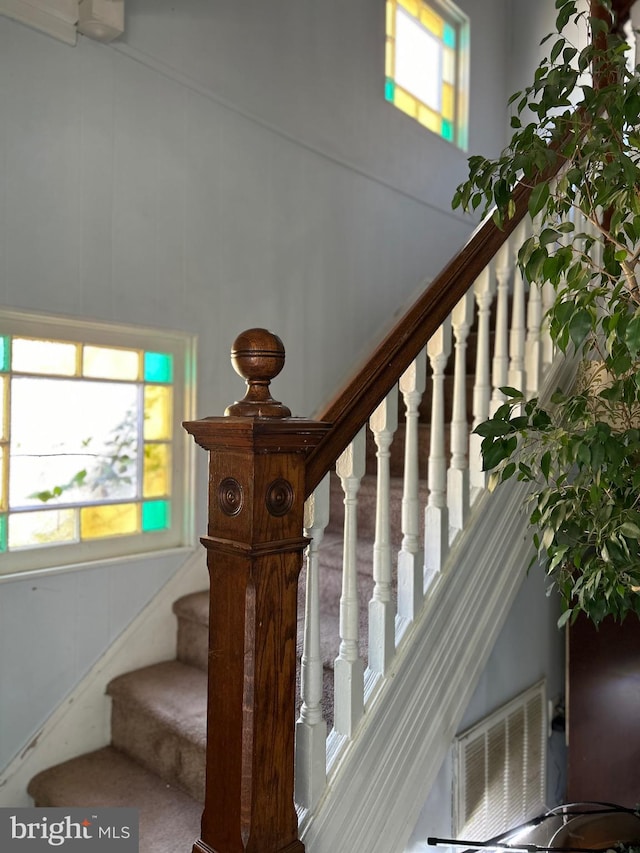 stairs with a wealth of natural light