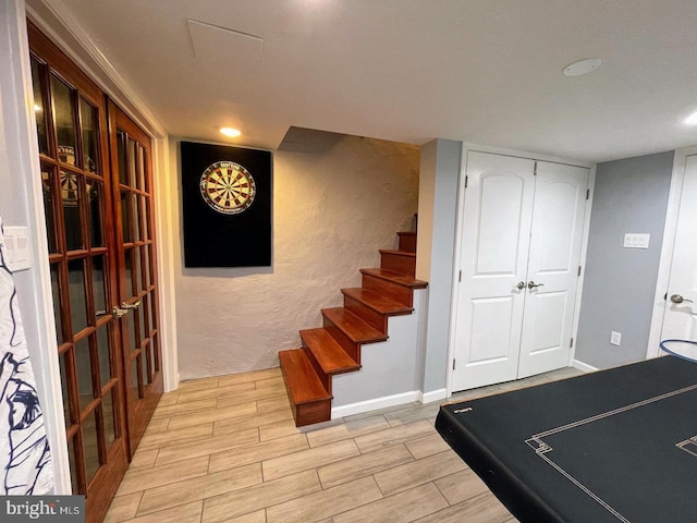 interior space with light hardwood / wood-style flooring