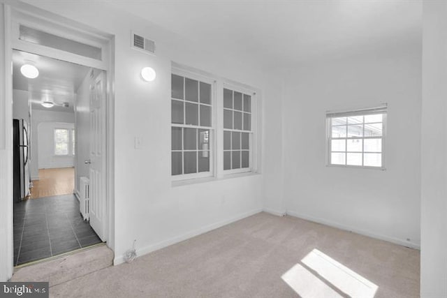 empty room with light colored carpet and plenty of natural light