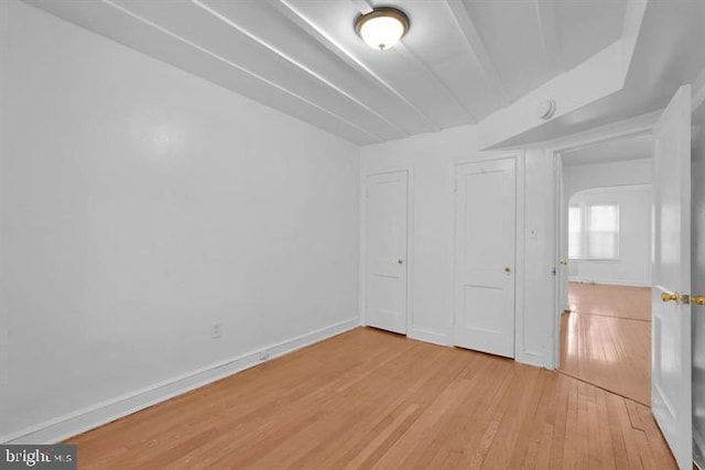 unfurnished bedroom with light hardwood / wood-style flooring