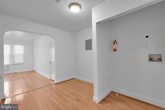 interior space featuring light hardwood / wood-style flooring and electric panel