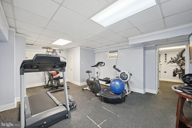 exercise area with a drop ceiling