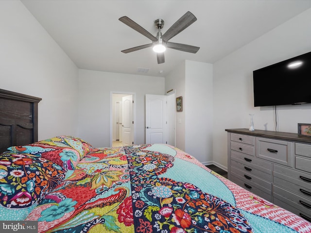 bedroom featuring ceiling fan