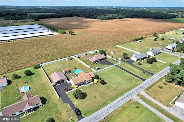 aerial view featuring a rural view