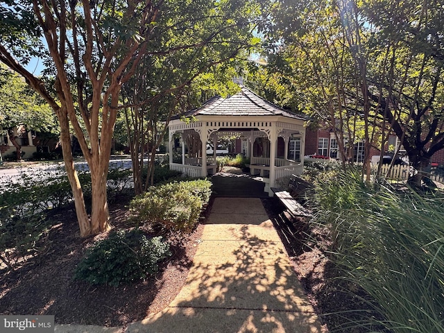 view of front of property featuring a gazebo