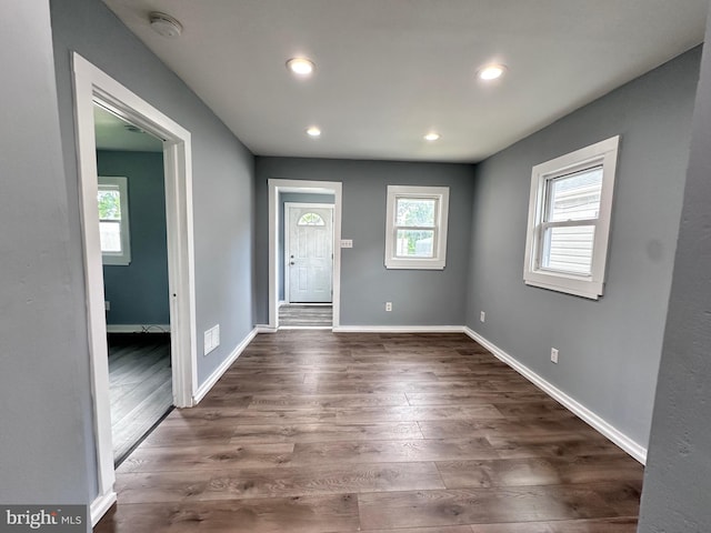 entryway featuring dark wood-type flooring