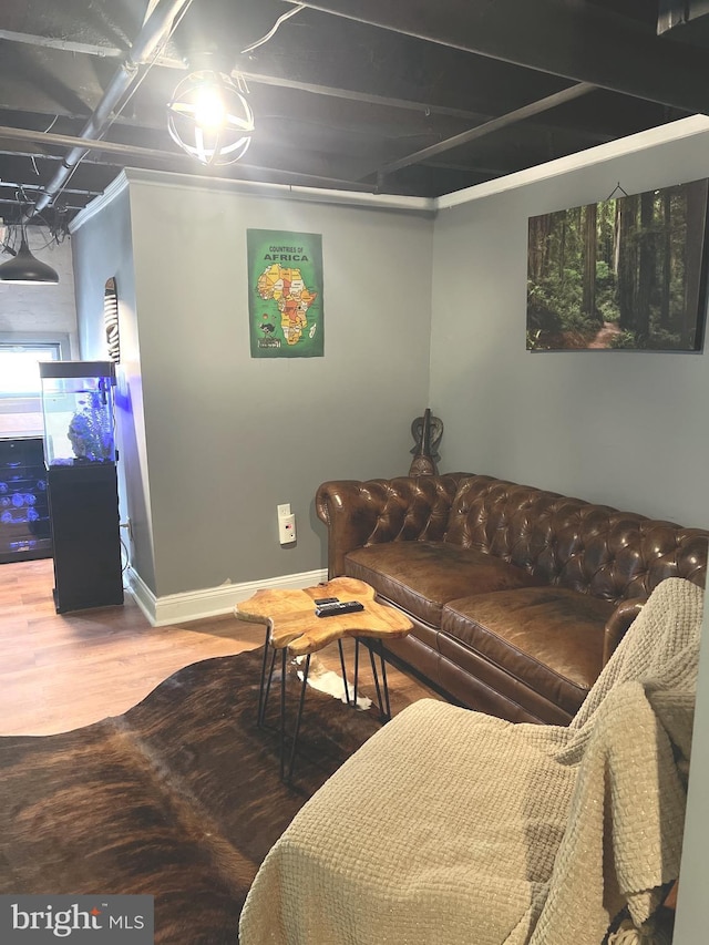 living room with wood-type flooring