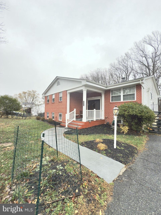 view of front of home with a porch