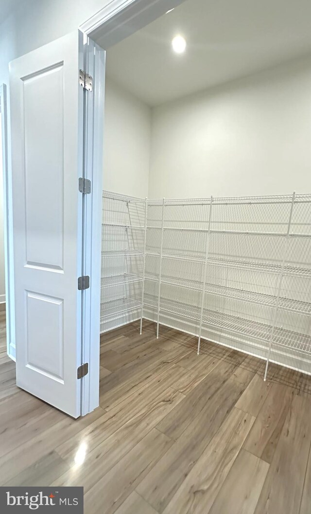 walk in closet with hardwood / wood-style floors