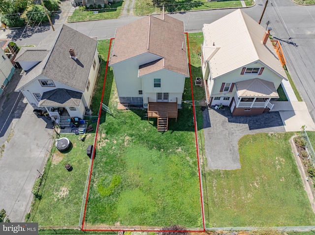 aerial view with a residential view