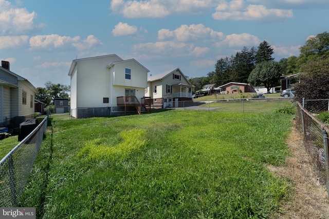 view of yard with a deck