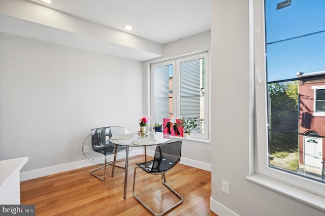 dining room with hardwood / wood-style flooring