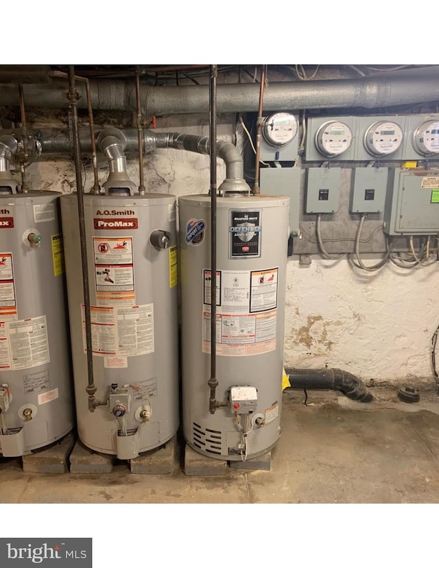 utilities featuring gas water heater and electric panel