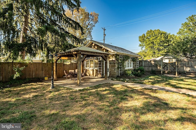 view of yard with a patio area and a gazebo