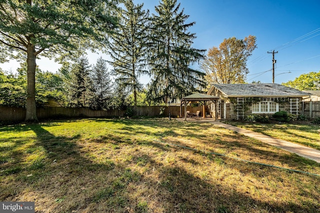 view of yard with a gazebo