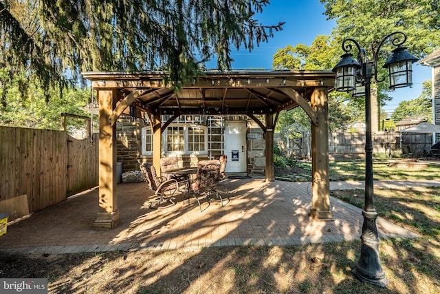 view of patio with a gazebo