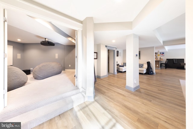 bedroom with light wood-type flooring