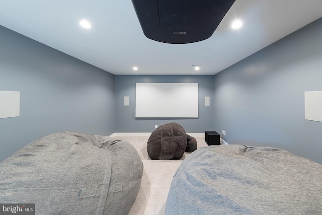 view of carpeted cinema room