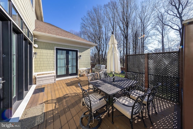 deck featuring area for grilling