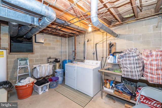 basement featuring separate washer and dryer