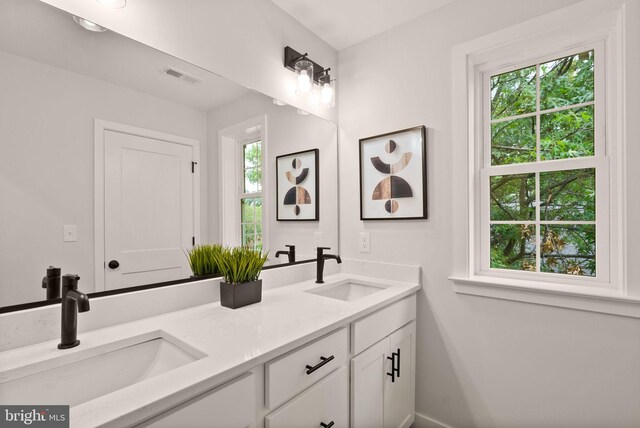 full bathroom featuring a sink, visible vents, and double vanity