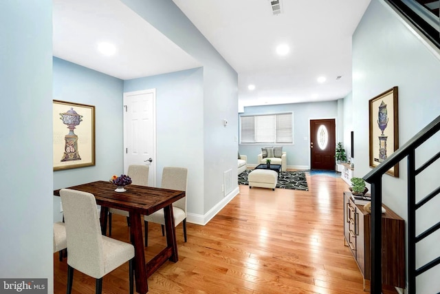 interior space with light hardwood / wood-style flooring