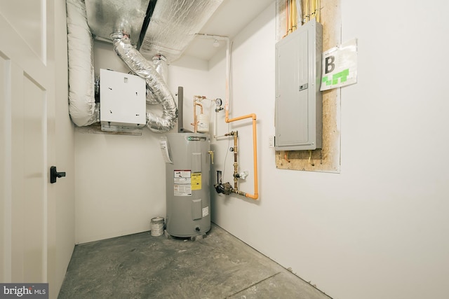 utilities with electric panel and water heater