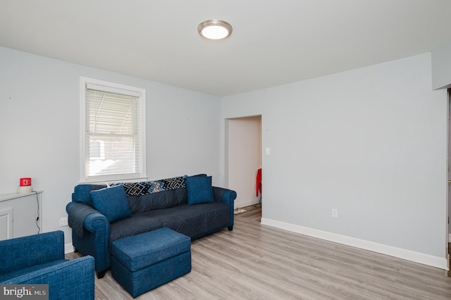 living area with light wood-type flooring