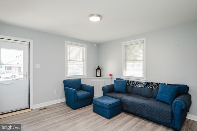 living room featuring light wood-type flooring