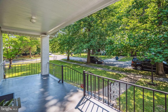 view of patio featuring a porch