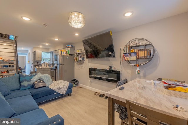 living room with light wood-type flooring