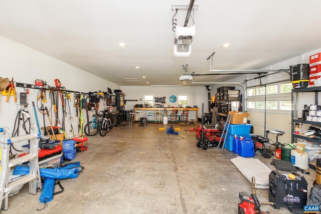 garage with a garage door opener