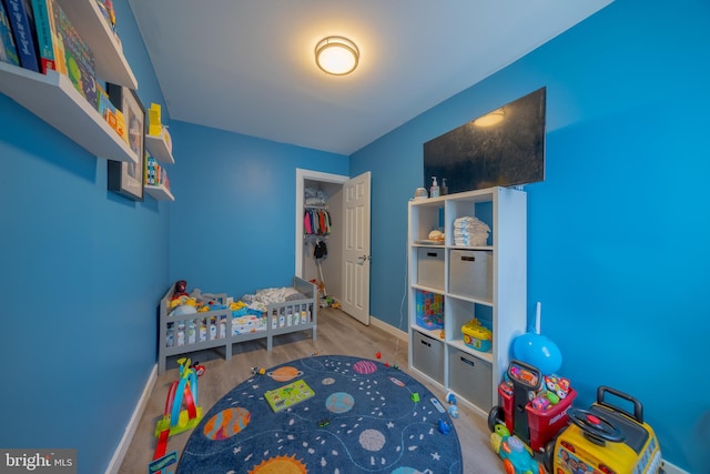 bedroom featuring light hardwood / wood-style flooring