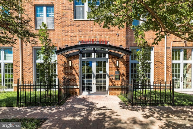 view of exterior entry with french doors