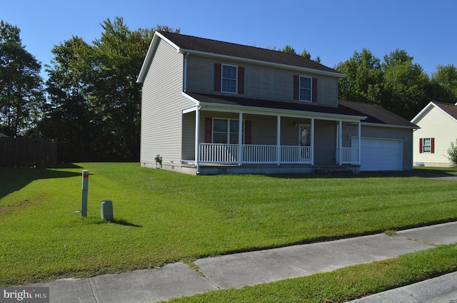 view of front facade with a front yard and a porch