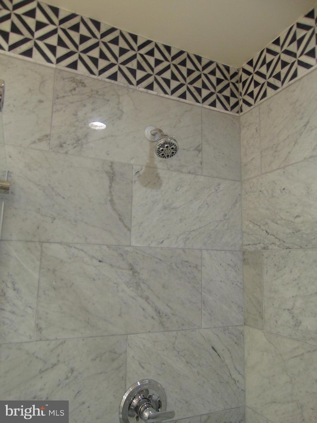 interior details featuring tiled shower