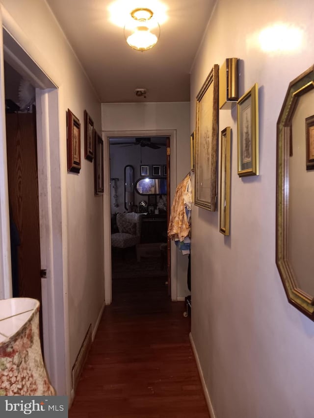 hallway featuring dark hardwood / wood-style floors