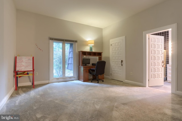 view of carpeted office space