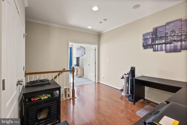 41930 Cushendall Ter, Aldie, VA 20105 - office space with wood finished floors, ornamental molding, recessed lighting, and baseboards