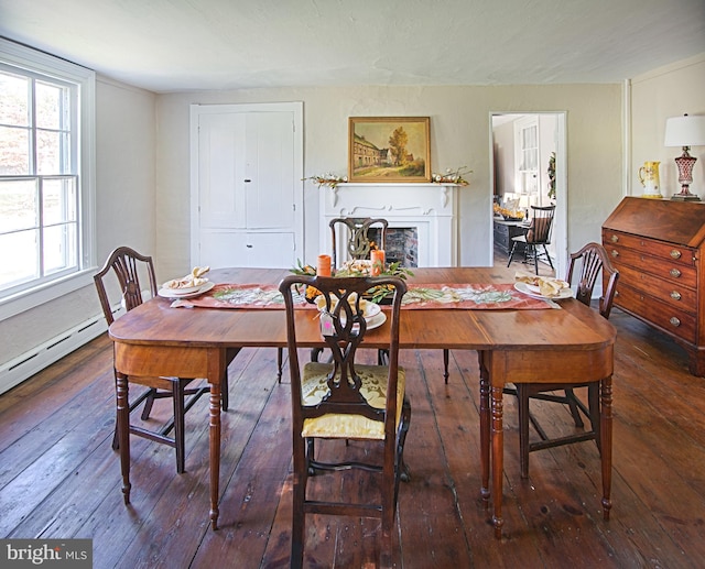 dining area with dark hardwood / wood-style floors