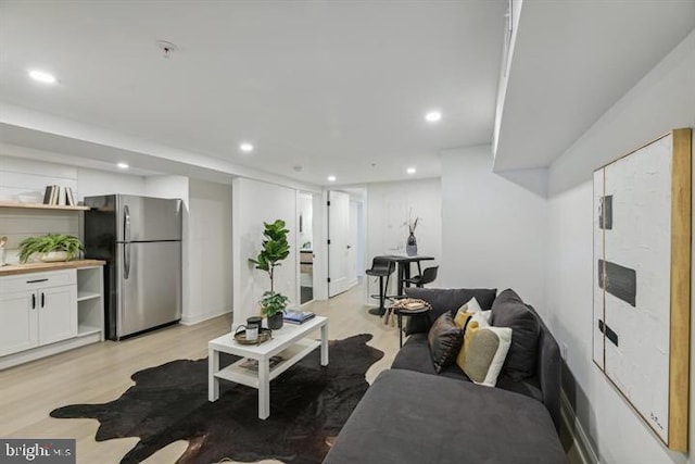 living room featuring light wood-type flooring