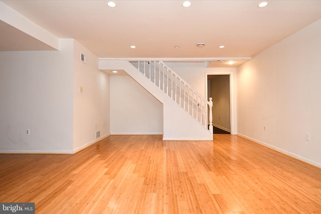 unfurnished living room featuring light hardwood / wood-style flooring