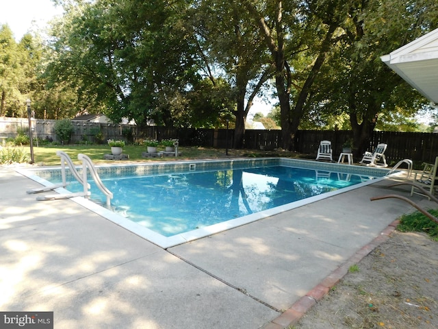 view of swimming pool featuring a patio