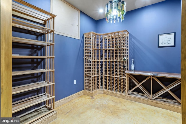 wine room with concrete flooring