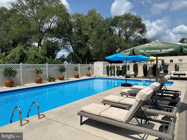 view of pool with a patio