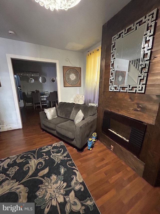 living room with hardwood / wood-style flooring