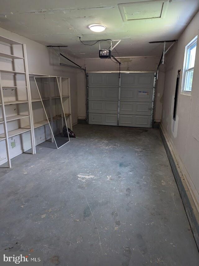 garage with a garage door opener