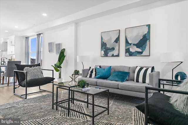 living room with hardwood / wood-style floors